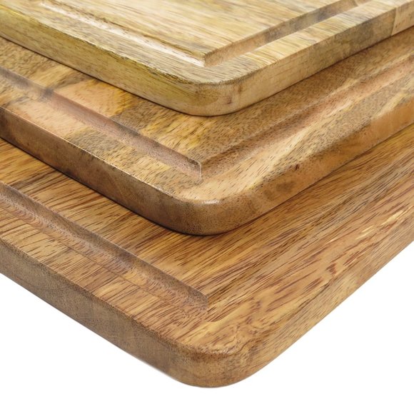 Wooden Cutting Board Set Juice Groove Durable Kitchen Chopping Boards Set 3 Pcs - Picture 7 of 8